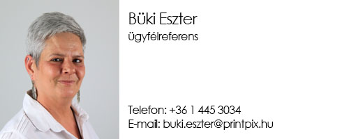 PrintPix Nyomda Büki Eszter ügyfélkapcsolati munkatárs